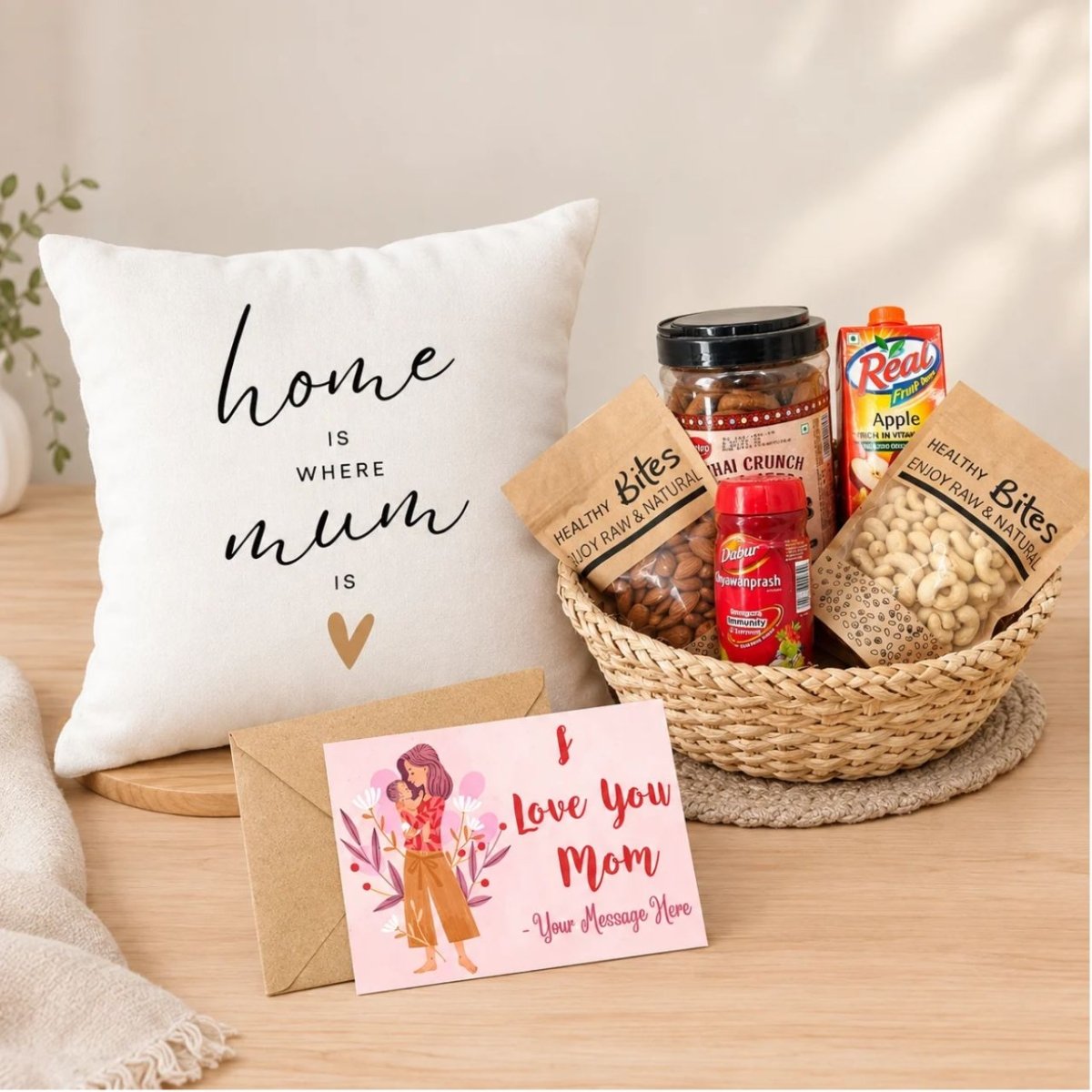 Wellness & Love Gift Basket with Cushion for Mum - Flowers to Nepal - FTN