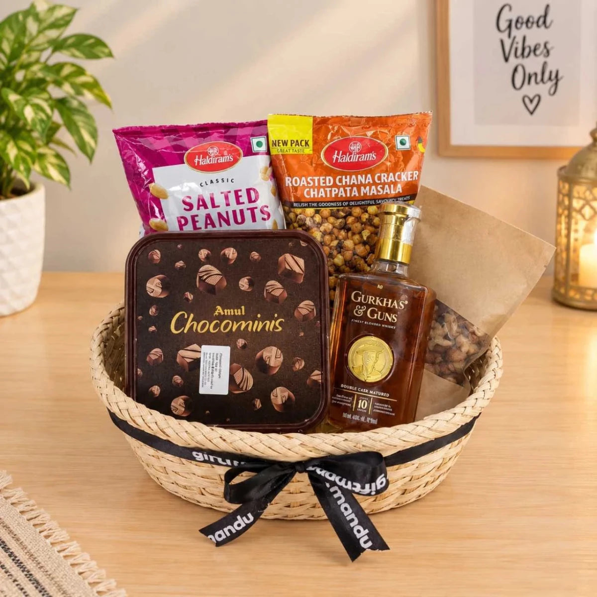 Whisky, Nuts & Assorted Snacks Gift Hamper - Flowers to Nepal - FTN
