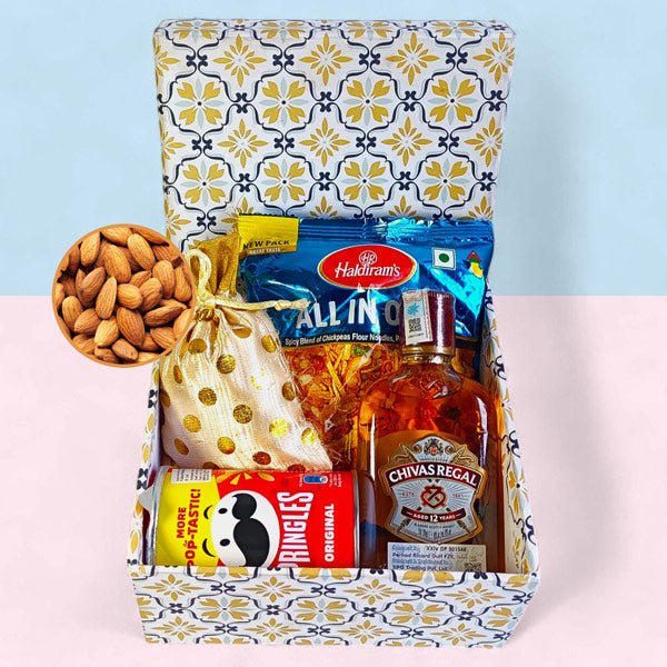 Whisky & Savory Snacks Gift Box - Flowers to Nepal - FTN