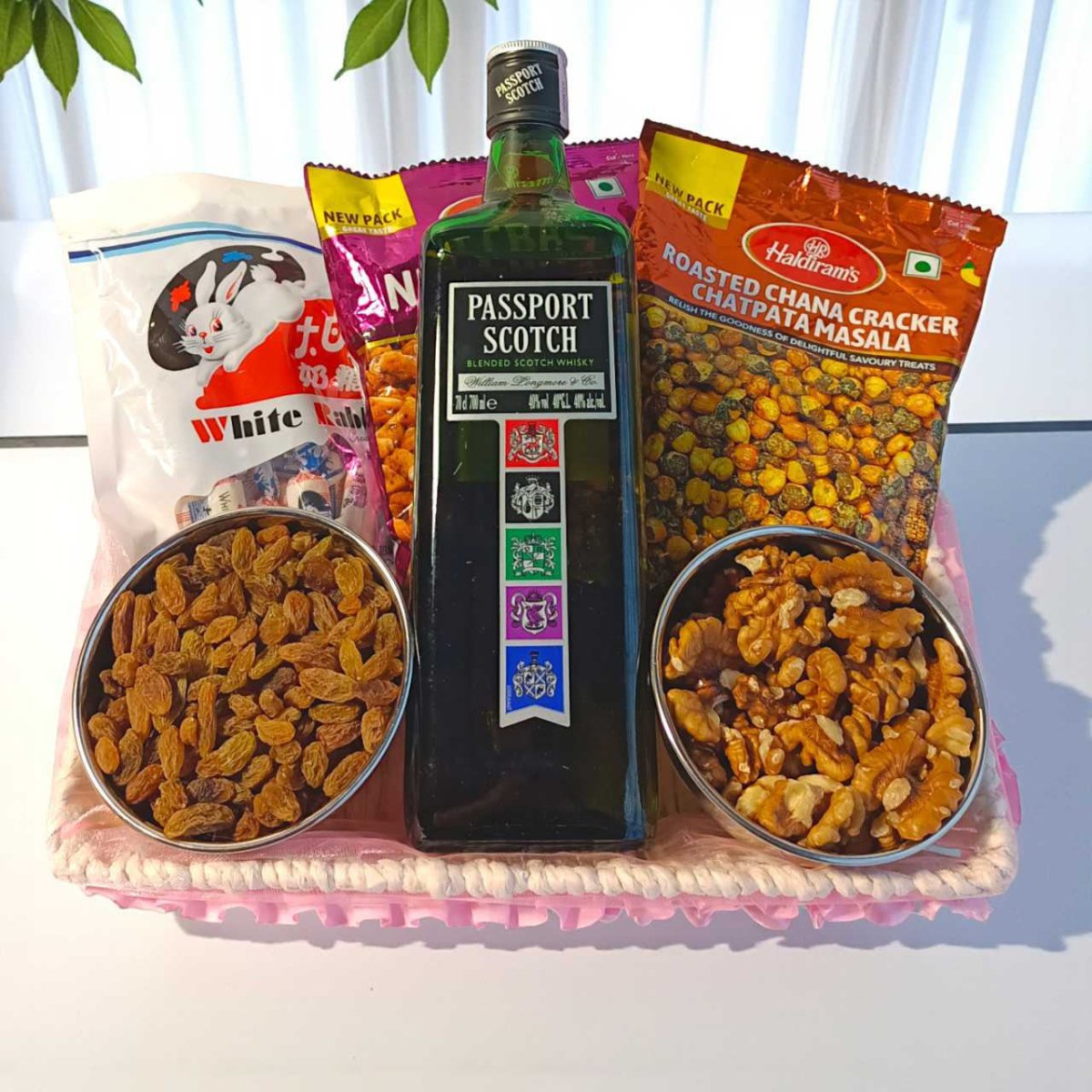 Whisky & Snacks Gift Basket For Bhai Tika - Flowers to Nepal - FTN