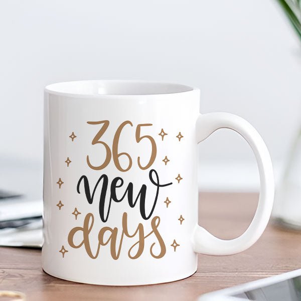 White Ceramic Mug with “365 New Days” Print – New Year Special - Flowers to Nepal - FTN