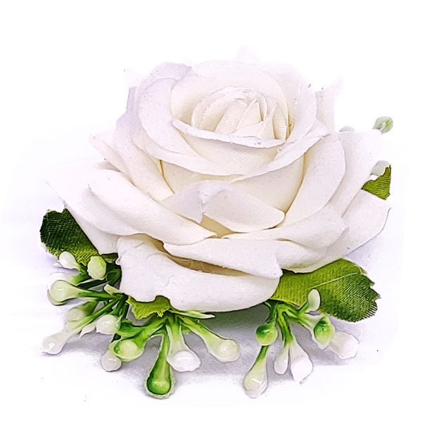 
                  
                    White Rose Velvet Hair Flower Clip - Flowers to Nepal - FTN
                  
                