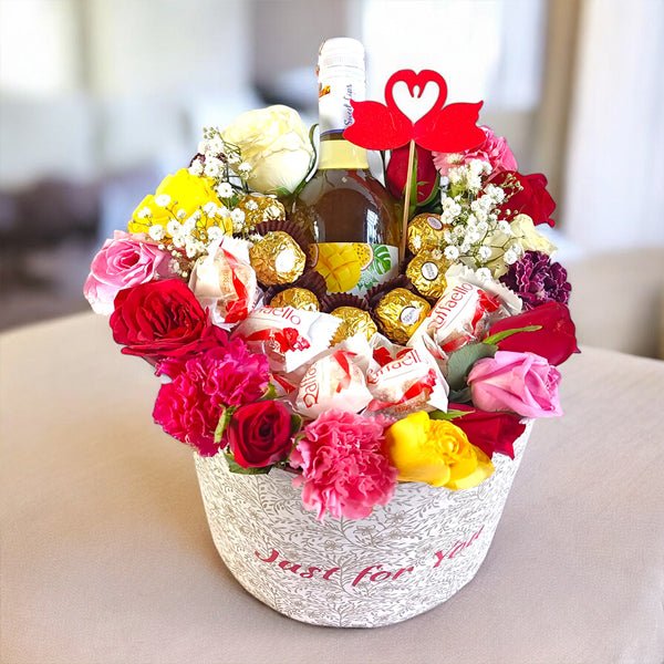 Wine, Chocolate & Floral Delight Box - Flowers to Nepal - FTN