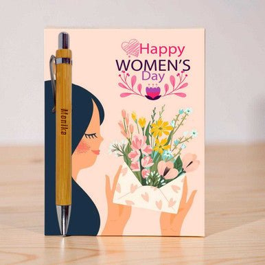 Women’s Day Bamboo Pen & Card Gift Set - Flowers to Nepal - FTN