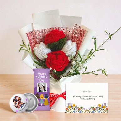 Women's day crochet bunch with Personalize gift - Flowers to Nepal - FTN