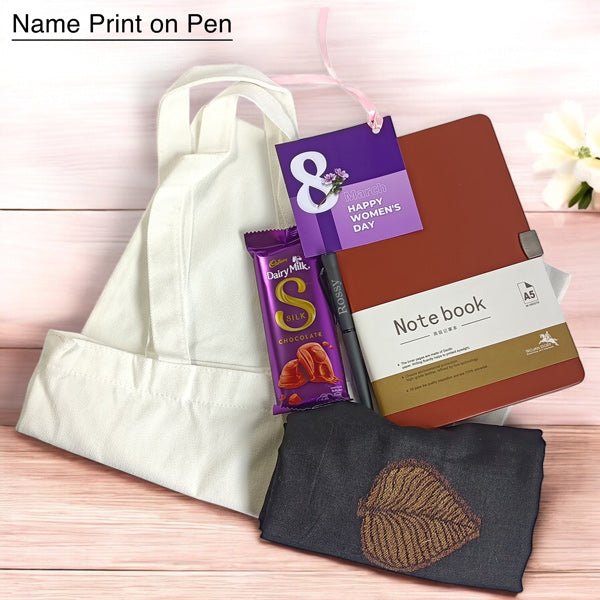 Women's Day Gift: Tote, Diary, Pen & Scarf Set - Flowers to Nepal - FTN