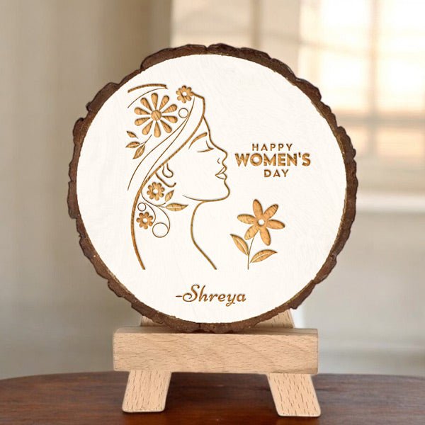 Women's Day Personalize Engraved Wood Easel - Flowers to Nepal - FTN