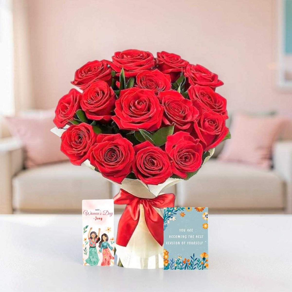 Women’s Day Rose & Custom Chocolate Combo - Flowers to Nepal - FTN