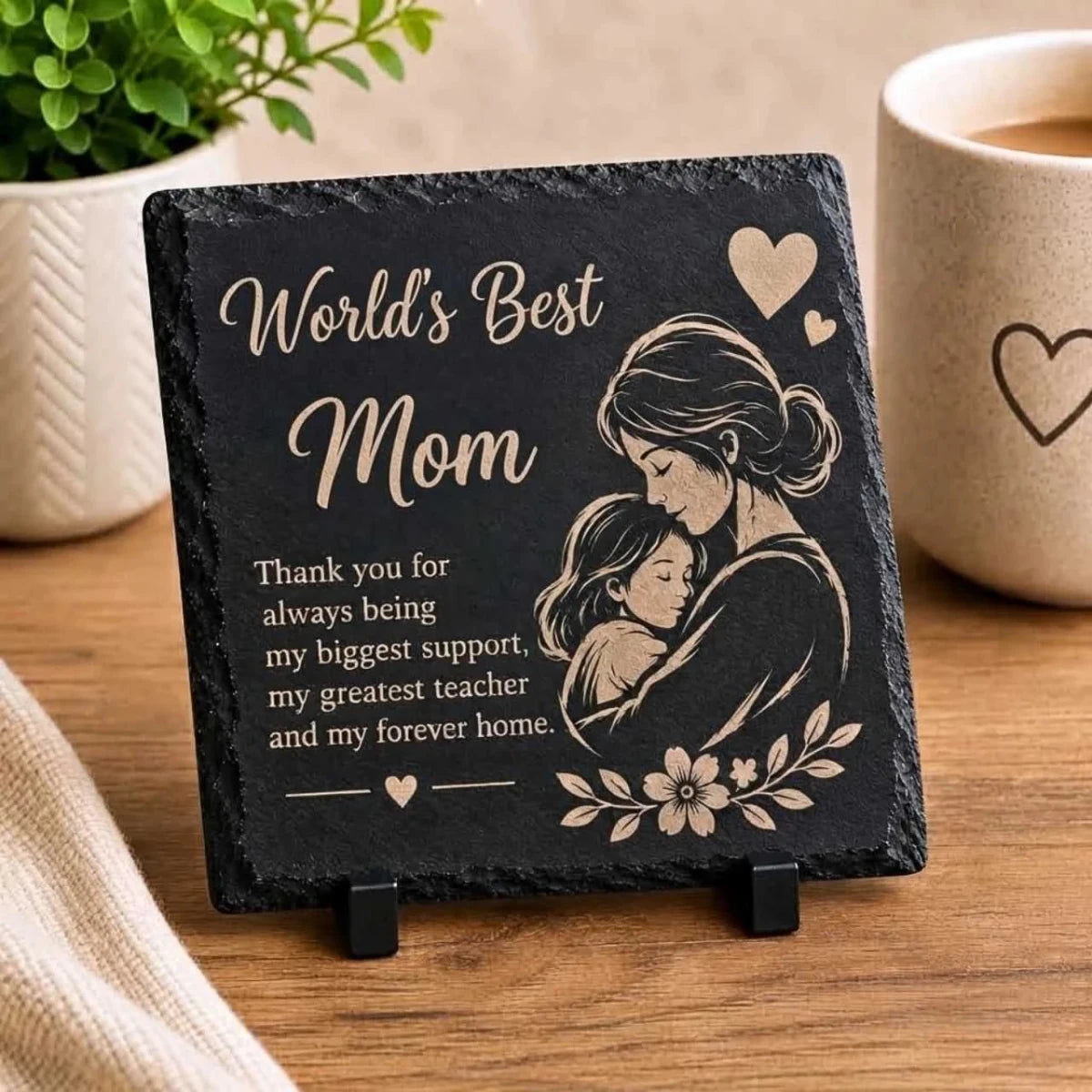 World’s Best Mom Personalized Rock Plaque - Flowers to Nepal - FTN