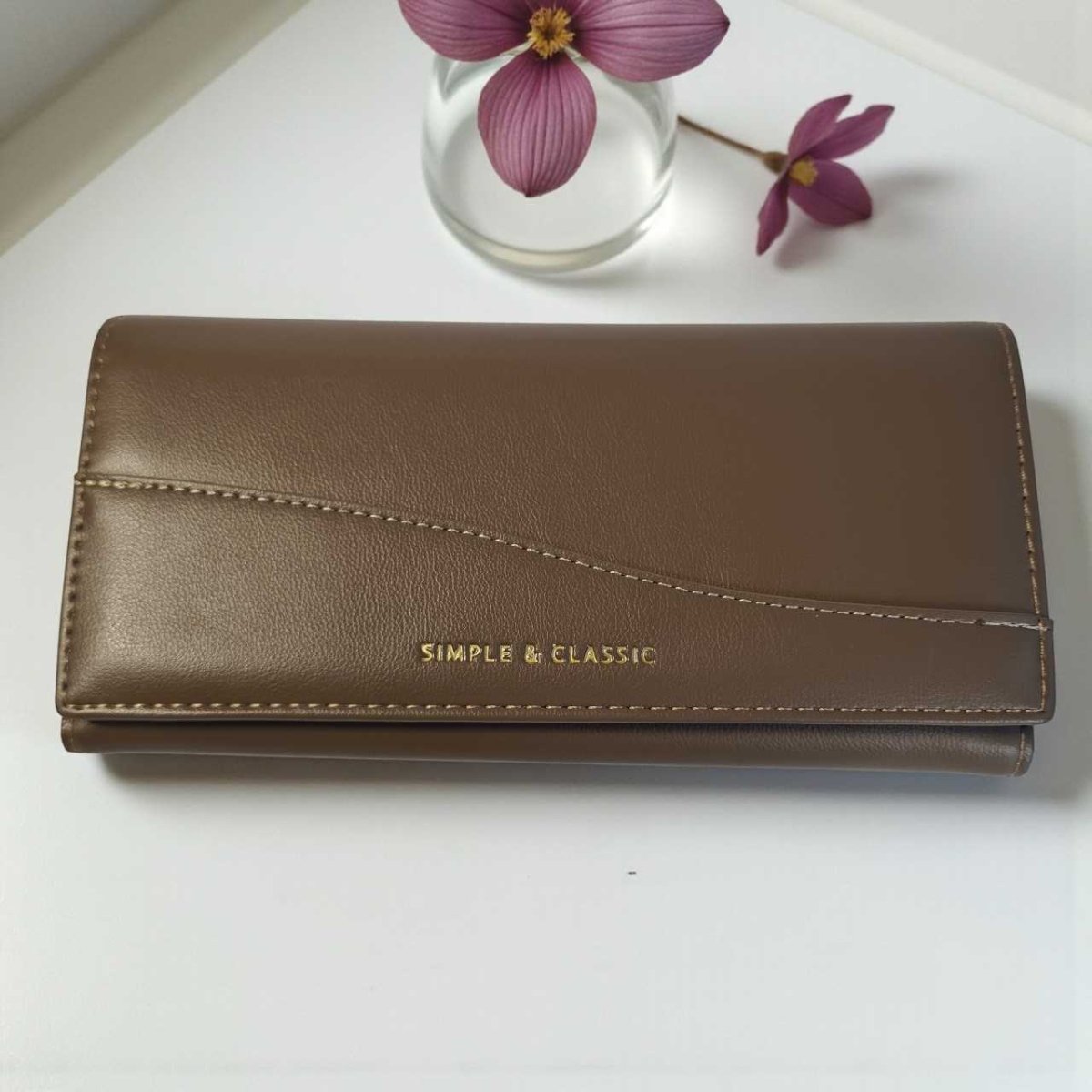 Yadas Classic and Stylish Purse Coffee Brown - Flowers to Nepal - FTN