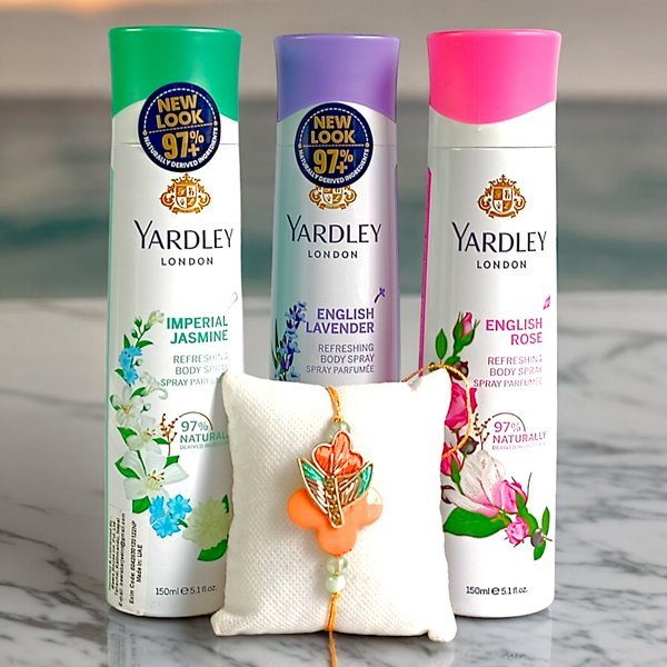 Yardley Body Spray Set with Rakhi Gift for Sister - Flowers to Nepal - FTN