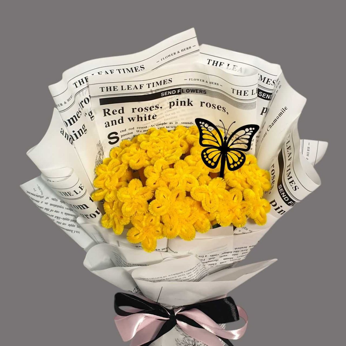 Yellow Fuzzy Butterfly Bouquet - Flowers to Nepal - FTN