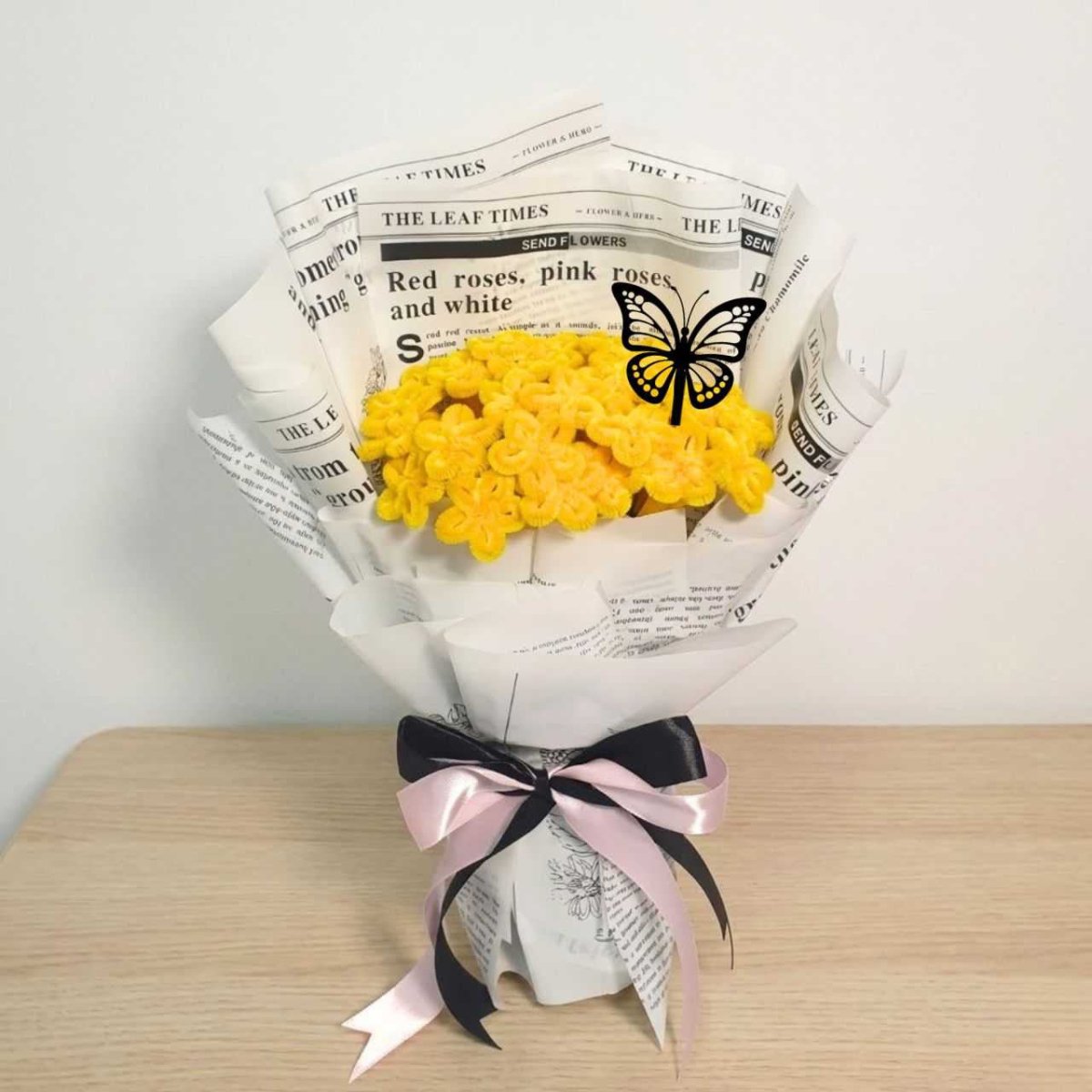Yellow Fuzzy Butterfly Bouquet - Flowers to Nepal - FTN