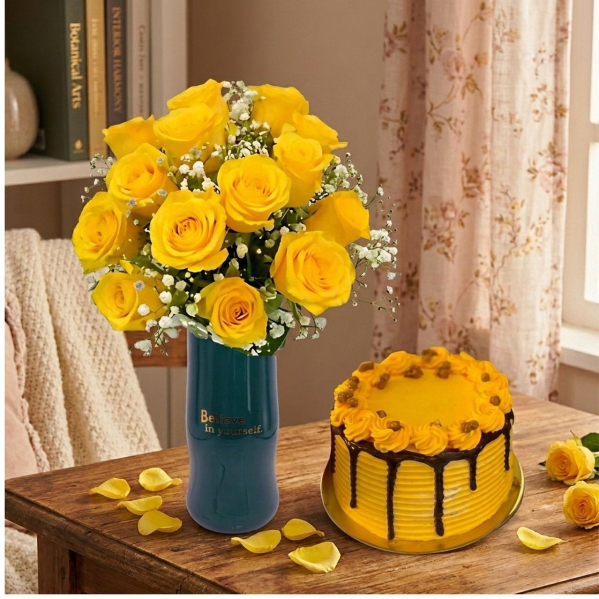 Yellow Roses Celebration Combo - Flowers to Nepal - FTN