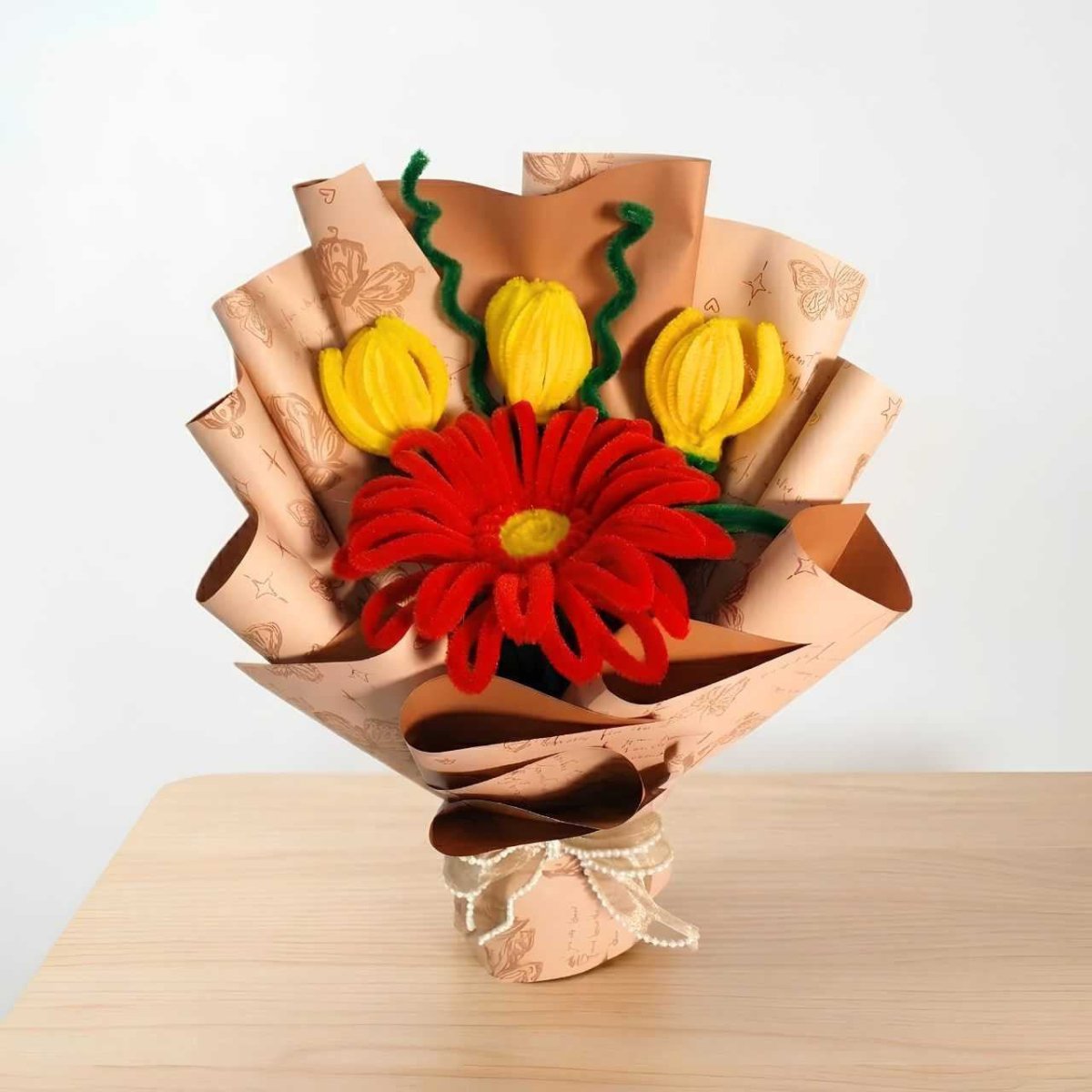 Yellow Tulip & Red Gerbera Bouquet - Flowers to Nepal - FTN