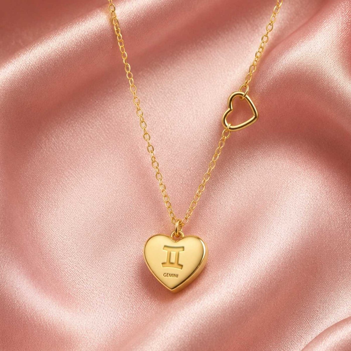 Zodiac Engraved Double Heart Necklace - Flowers to Nepal - FTN