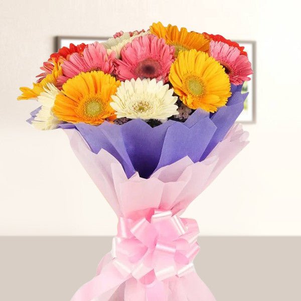 10 Fresh Mix Color Gerbera Daisy Bunch - Flowers to Nepal - FTN