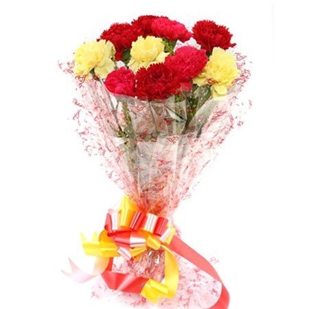 10 Mix Colorful Carnation Flowers Bouquet - Flowers to Nepal - FTN