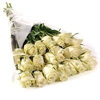 20 Long Stem White Roses Bouquet - Flowers to Nepal - FTN