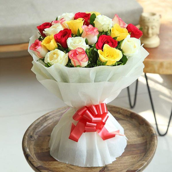20 Multi-Color Long Stem Roses - Flowers to Nepal - FTN