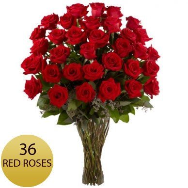 3 Dozen Fresh Red Rose Bouquet - Flowers to Nepal - FTN