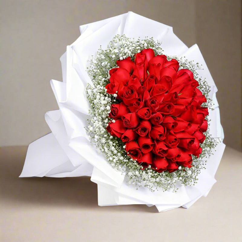 66 Long-Stem Red Roses Bouquet - Flowers to Nepal - FTN