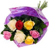 7 Mix Roses Bouquet - Flowers to Nepal - FTN