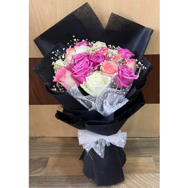 Adorable 15 Mix Roses Bouquet - Flowers to Nepal - FTN