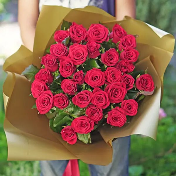 Beautiful 27 Red Roses Bouquet Wrapper - Flowers to Nepal - FTN