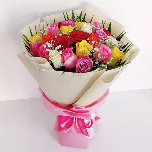 Beautiful Bunch of 25 Mix Roses - Flowers to Nepal - FTN