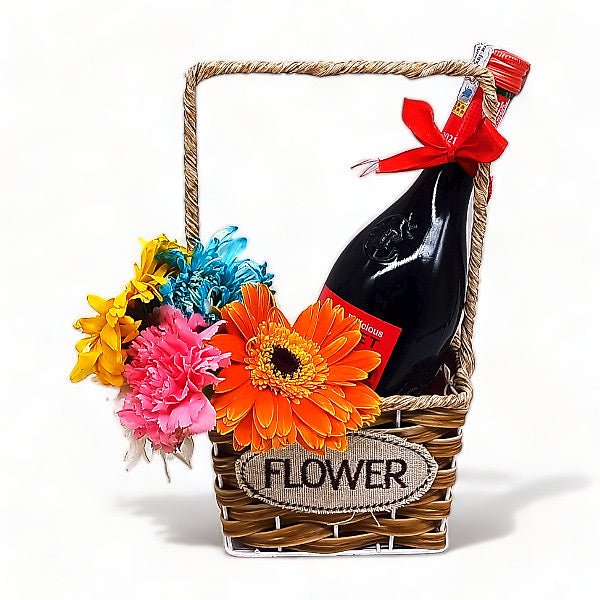 Beautiful Flowers With 250 ml JP Chenet Combo - Flowers to Nepal - FTN