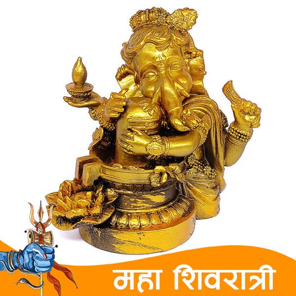 Beautiful Lord Ganesha Embracing Shiva Lingam 6.5" - Flowers to Nepal - FTN