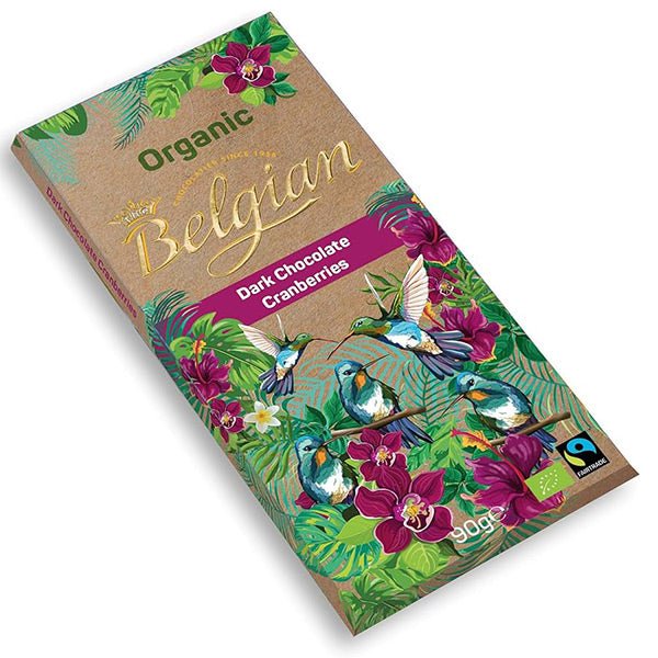 Belgian Organic Dark Chocolate Cranberries 90g - Flowers to Nepal - FTN
