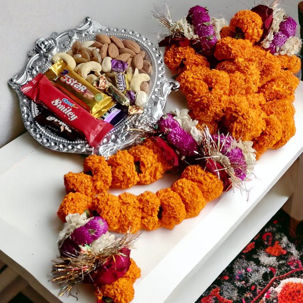 Bhai Masala & Beautiful Sayapatri Mala Gift - Flowers to Nepal - FTN