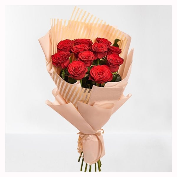 Bouquet of 11 Natural Red Roses - Flowers to Nepal - FTN