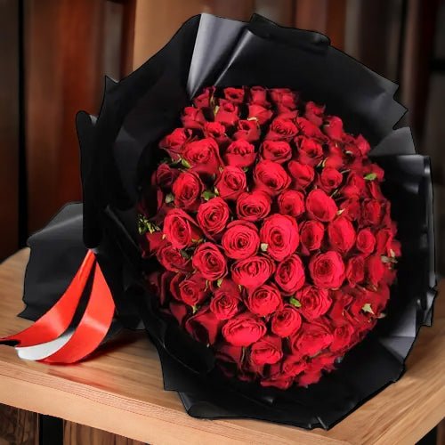 Bunch Of 100 Natural Fresh Red Roses - Flowers to Nepal - FTN