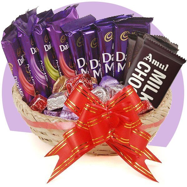 Cadbury Chocolate Combo With Gourmet Chocolate Basket (12 Items) - Flowers to Nepal - FTN