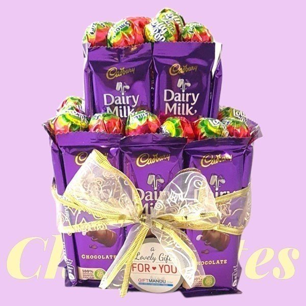 Cadbury Dairy Milk & Lolly pop Chocolates Bouquet - Flowers to Nepal - FTN