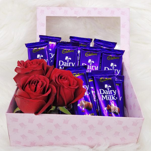 Cadbury Dairy Milk & Roses Special Gift Box - Flowers to Nepal - FTN