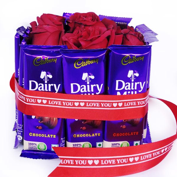 Cadbury Dairy Milk Wrapped With Roses - Flowers to Nepal - FTN