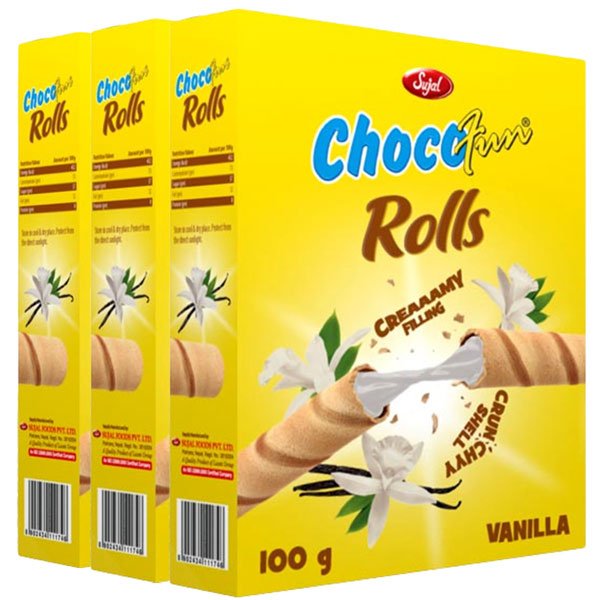 Chocofun Rolls Vanilla Flavour 100g X 3 - Flowers to Nepal - FTN