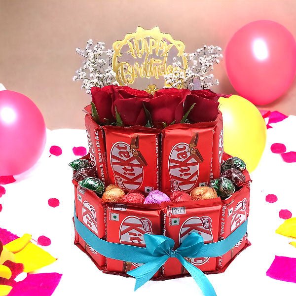 Chocolates Bouquet With Red Roses Birthday Hamper - Flowers to Nepal - FTN