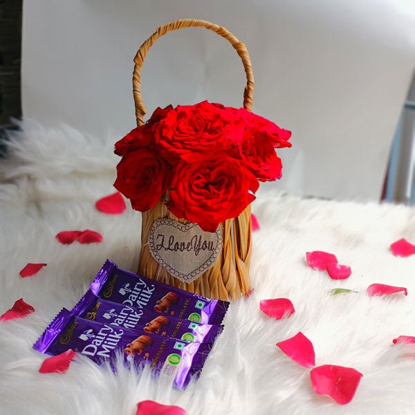 Chocolates With Roses Gift Basket - Flowers to Nepal - FTN