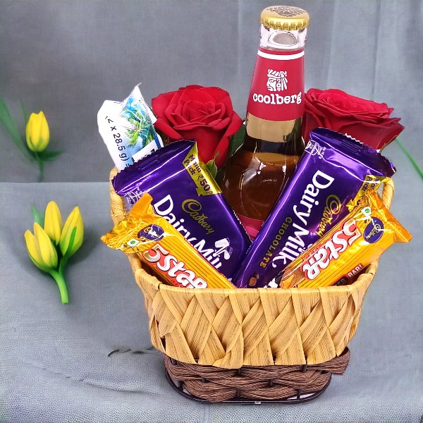 Coolberg With Chocolates & Roses Gift Basket - Flowers to Nepal - FTN