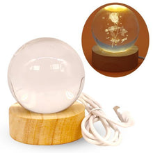 Load image into Gallery viewer, Crystal Ball Lamp With Wooden Base - Flowers to Nepal - FTN

