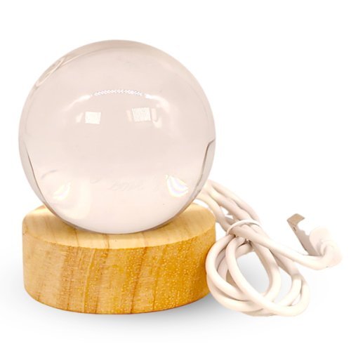 Crystal Ball Lamp With Wooden Base - Flowers to Nepal - FTN