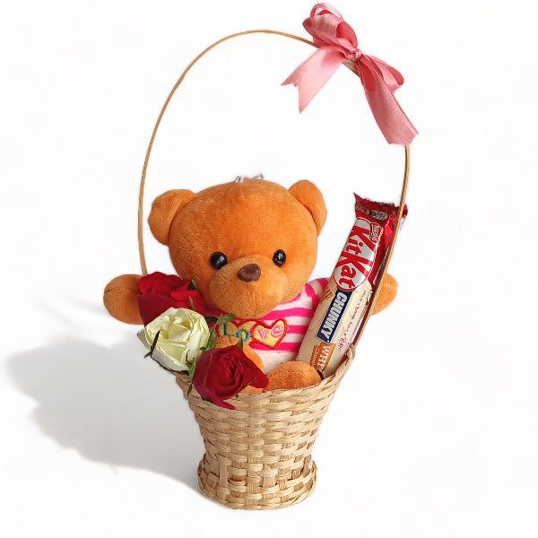 Cuddles and Sweets Treat Basket - Flowers to Nepal - FTN