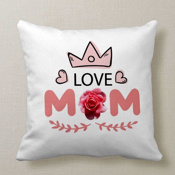 Cushion with 'Love Mom' Print With Beautiful Themed - Flowers to Nepal - FTN