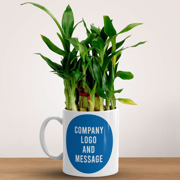 Customized Company Logo And Message Print Bamboo Plant Mug - Flowers to Nepal - FTN