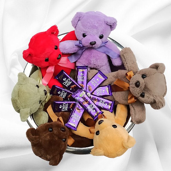 Cute Cuddly Teddy Bears Combo With Chocolates - Flowers to Nepal - FTN